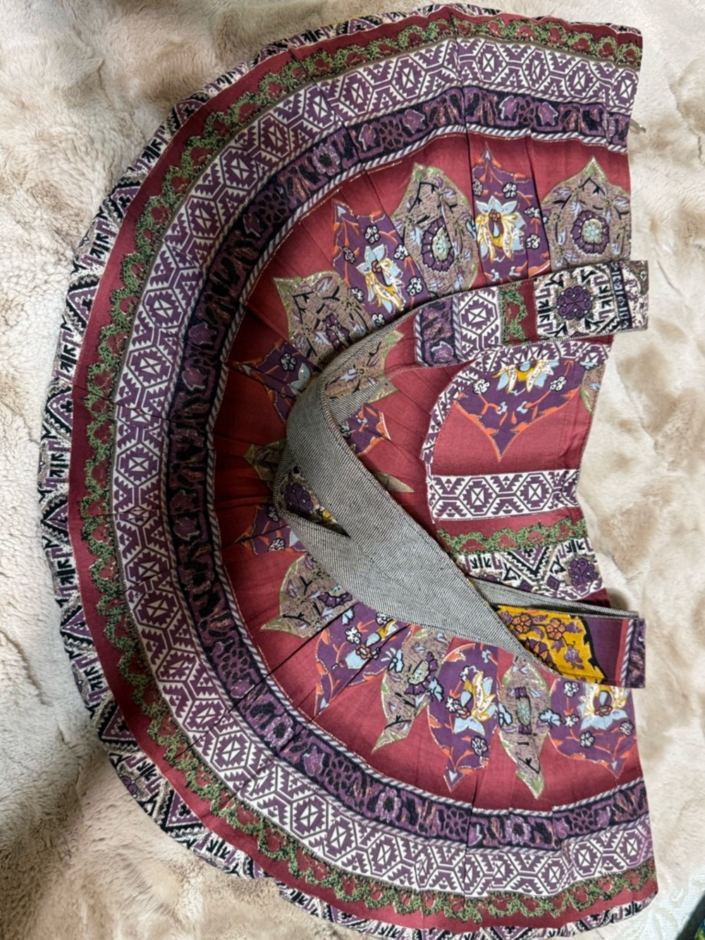 Boho Printed Circle bag in Burgundy and Purple